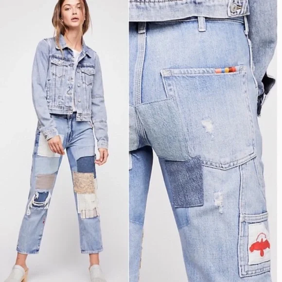 Free People Patchwork Carpenter Jeans - Picture 1 of 13